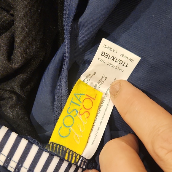 NWT Costa Del Sol Stripe Top Plus Size One Piece Cut Out Swimsuit Size 1X - Picture 8 of 11